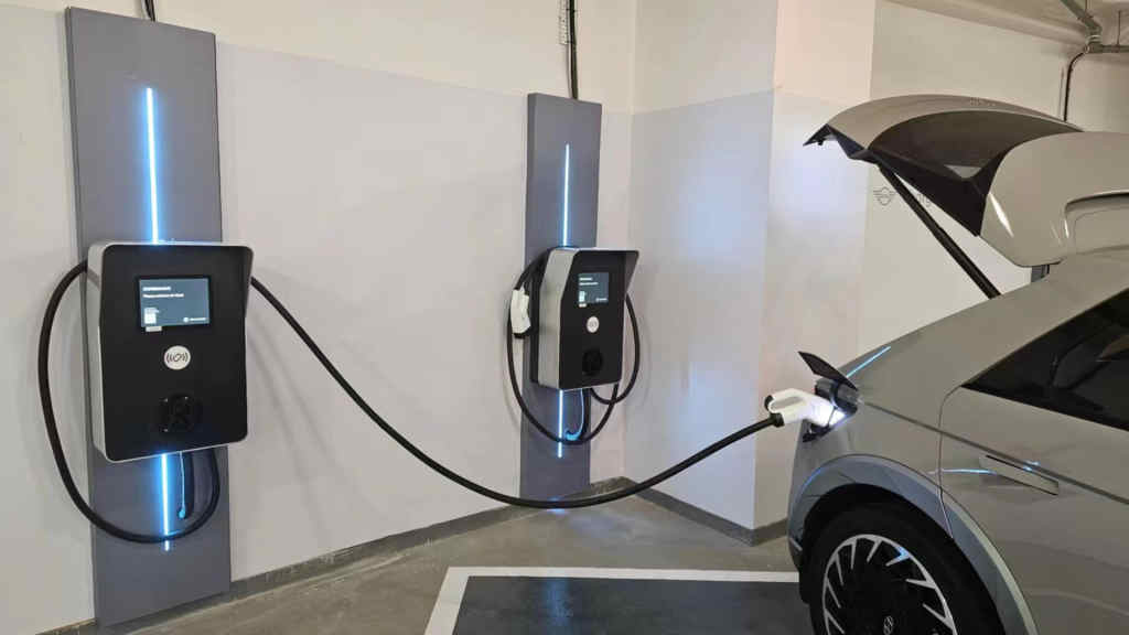 EV charger in underground parking lot