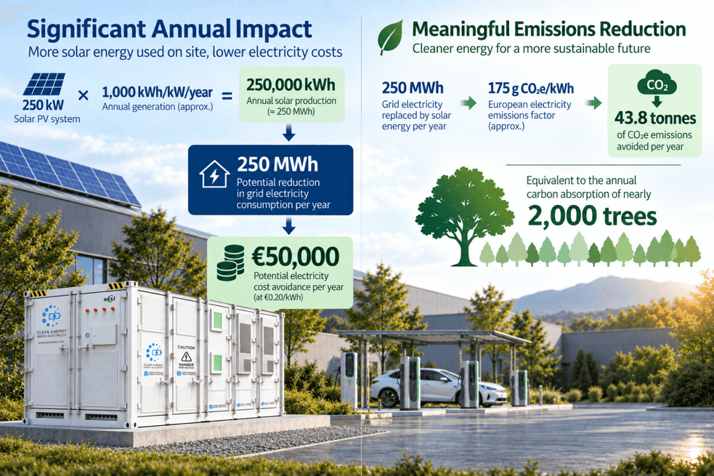 Solar Battery Storage for Grid and Carbon Reduction